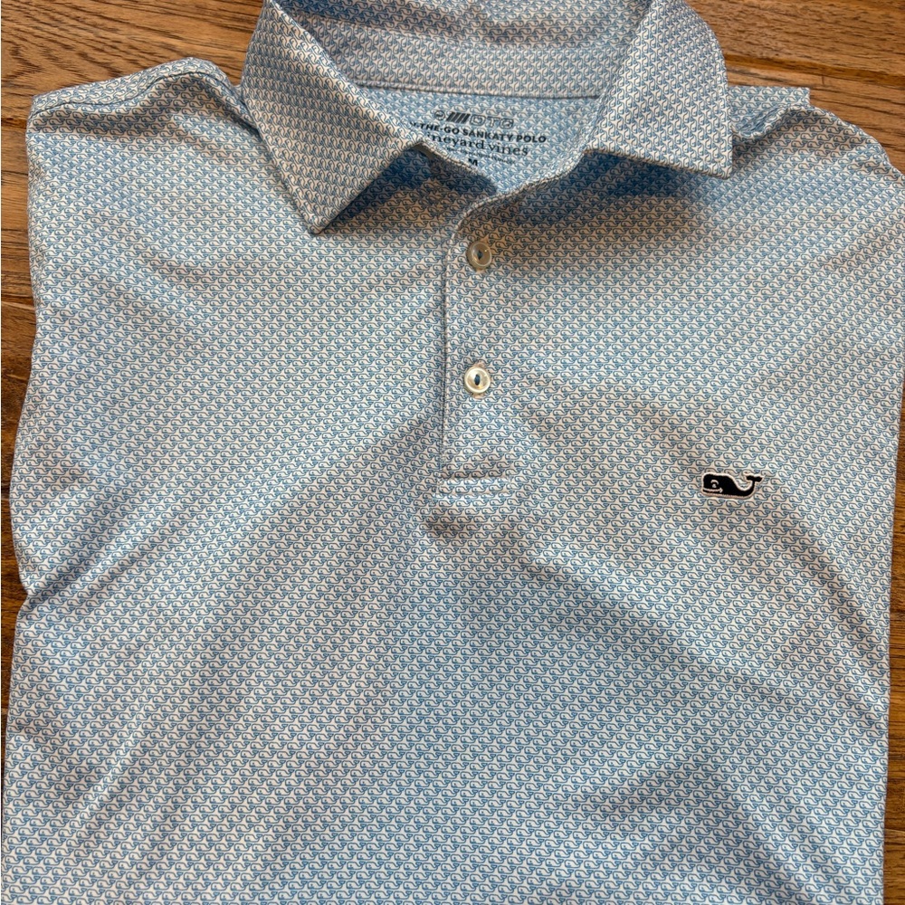 Light Blue Patterned Men's Polo Shirt